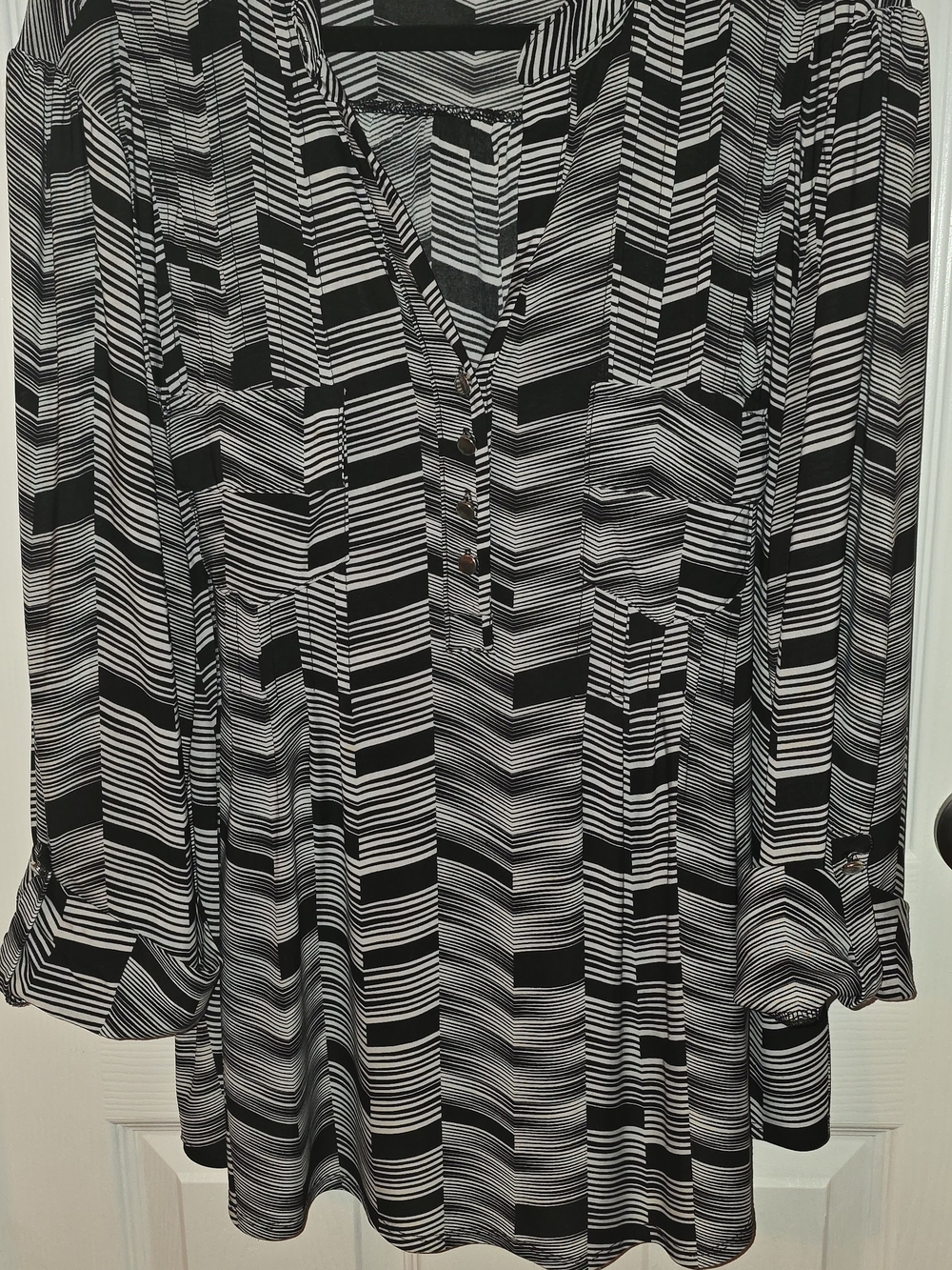 Cocomo Black and White Striped V-Neck Tunic